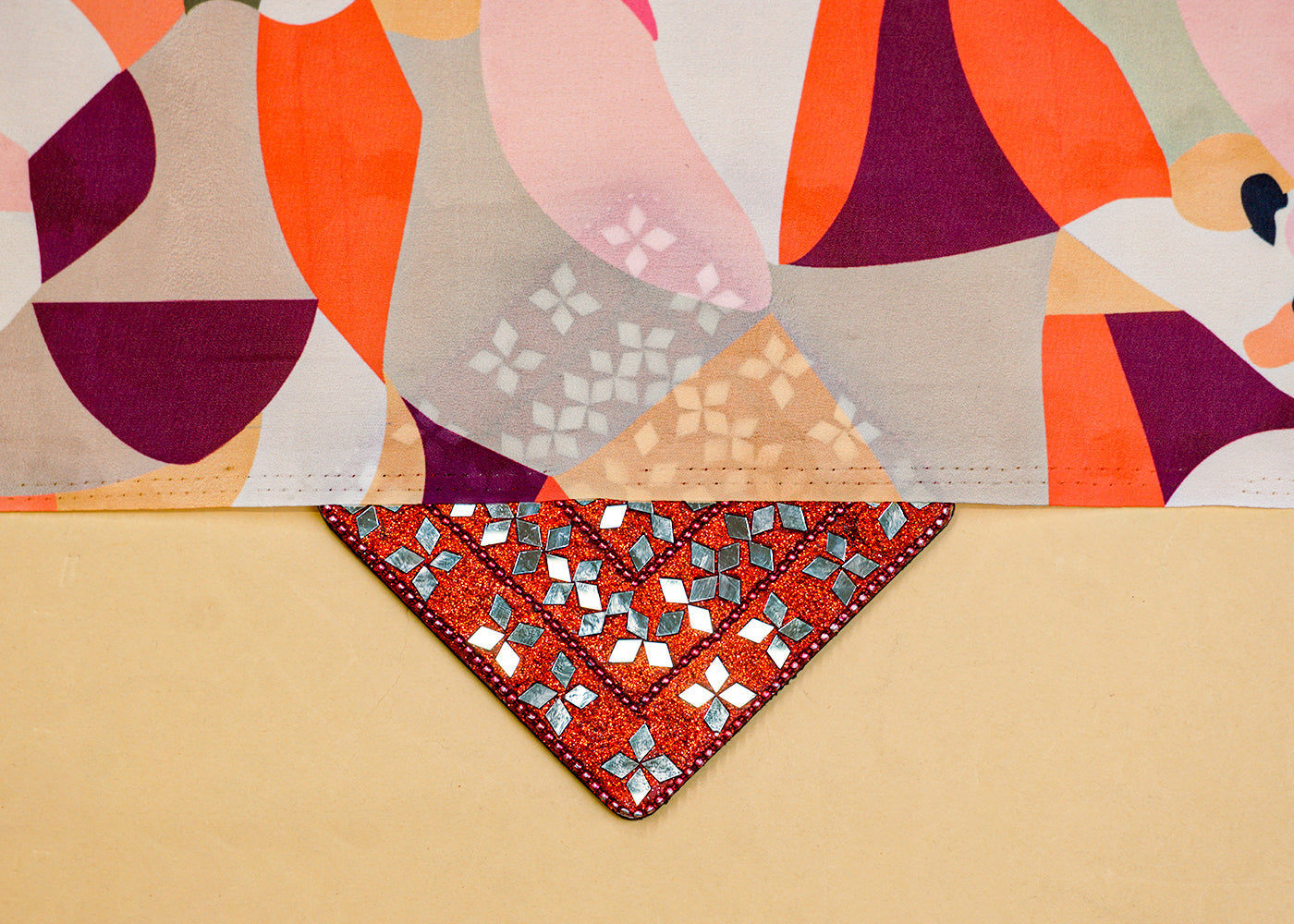 Multi-Color Moss Crepe Fabric with Allover Abstract Print 14512