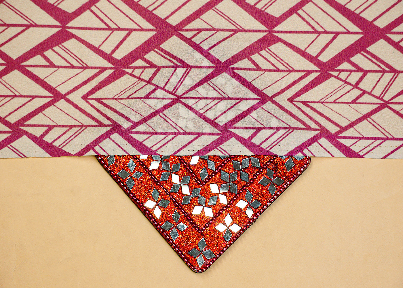 Cream Moss Crepe Fabric with Allover Abstract Pattern 14514
