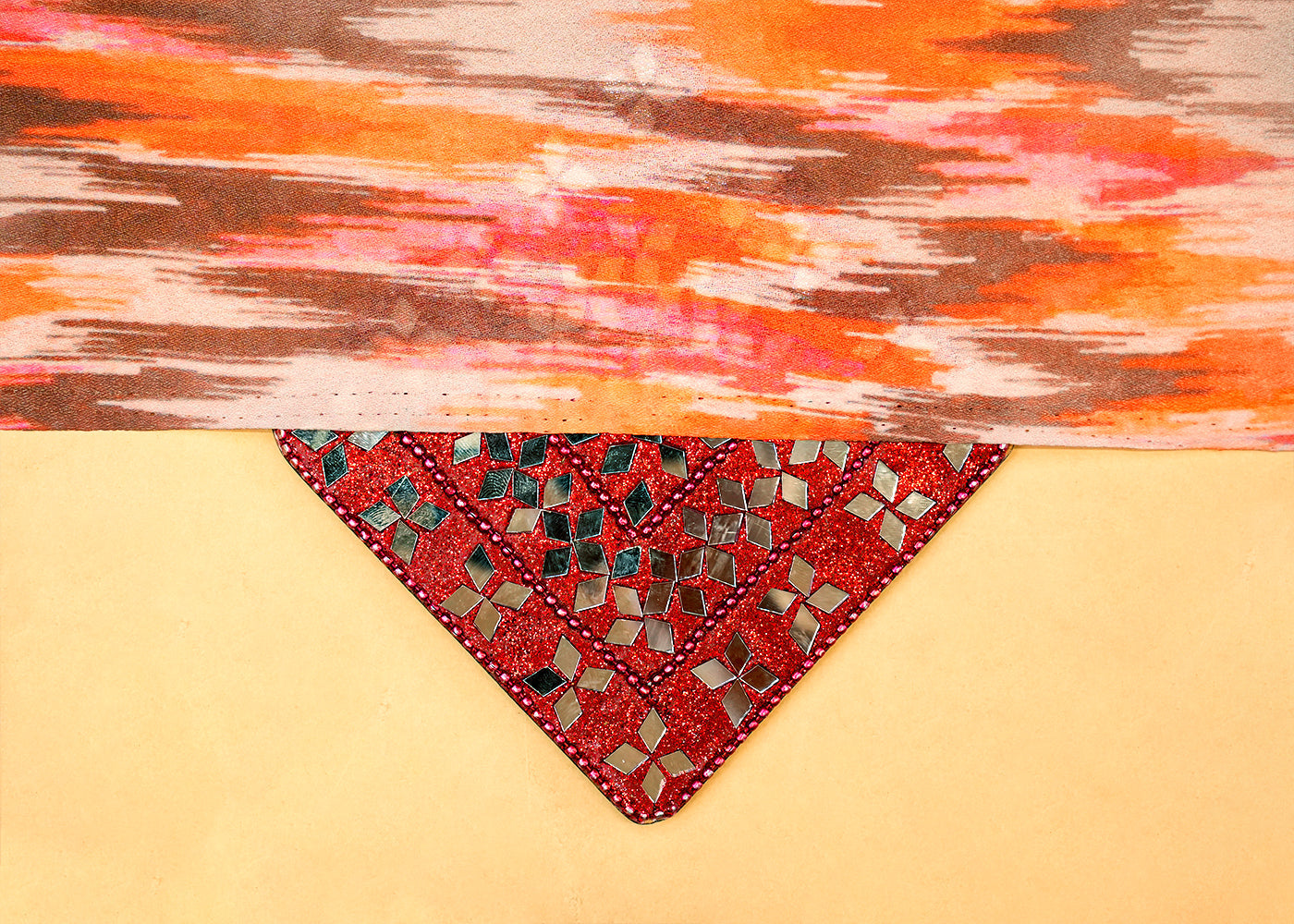 Multi-Color Moss Crepe Fabric with Allover Abstract Pattern 14516