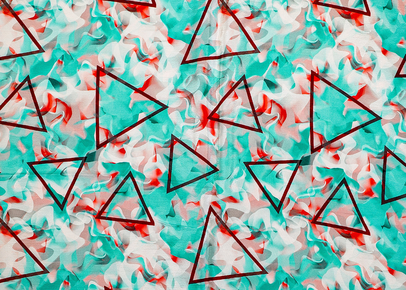 Mint Green Natural Crepe Fabric with Allover Abstract Print 14518