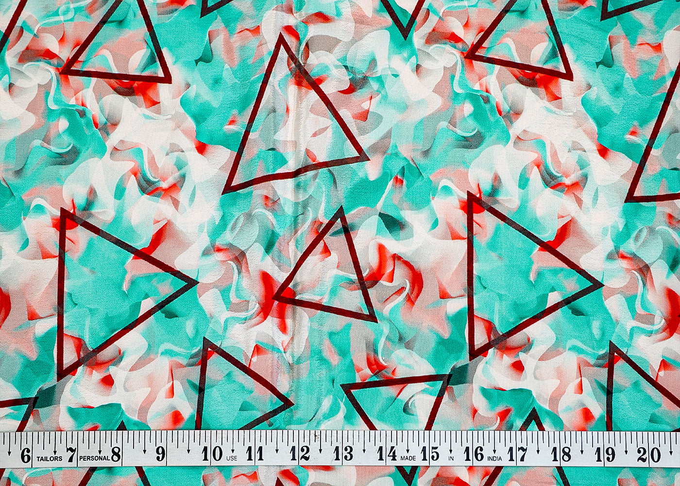 Mint Green Natural Crepe Fabric with Allover Abstract Print 14518