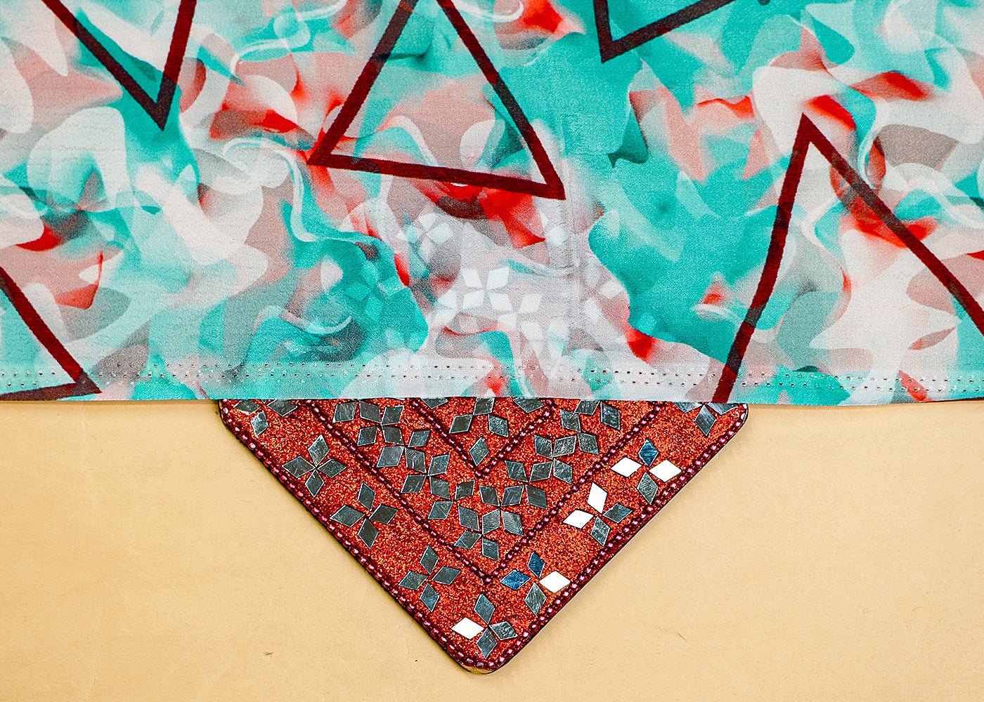 Mint Green Natural Crepe Fabric with Allover Abstract Print 14518