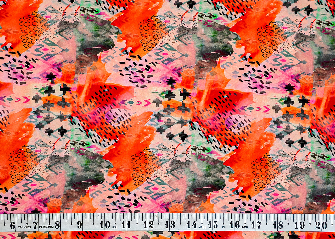Multi-Color Natural Crepe Fabric with Allover Abstract Print 14519