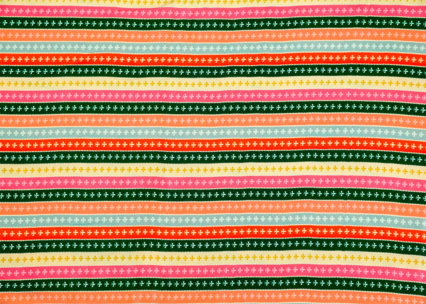 Multi-Color Natural Crepe Fabric with Allover Traditional Motif Stripes 14523