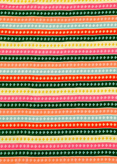 Multi-Color Natural Crepe Fabric with Allover Traditional Motif Stripes 14523