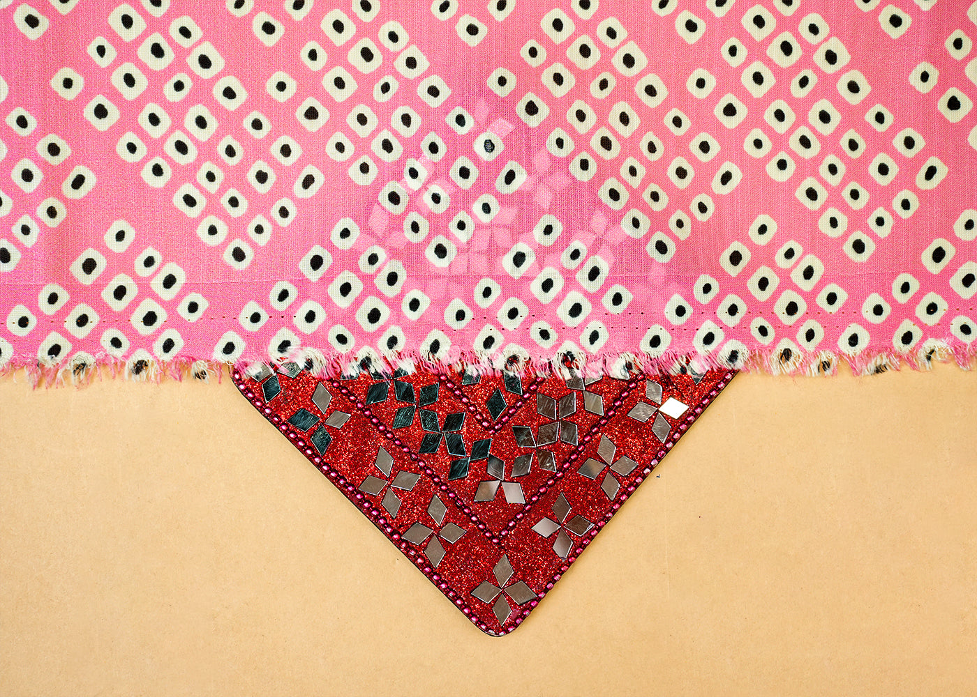 Pink Linen Satin Fabric with Allover Abstract Pattern 14524