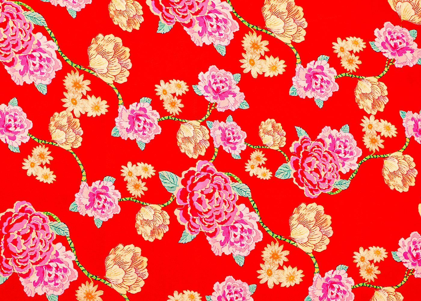 Red Crepe Fabric with Allover Floral Print 14525