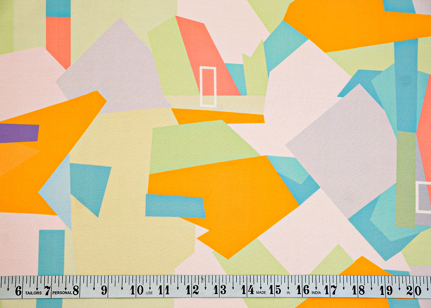 Mint Green Moss Crepe Fabric with Allover Geometric Print 14529