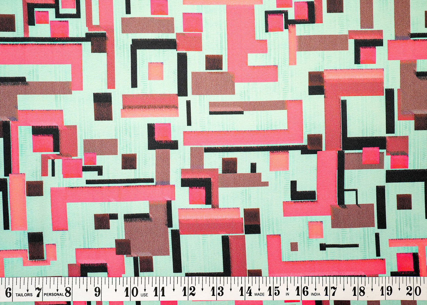 Mint Green Moss Crepe Fabric with Allover Abstract Pattern 14530