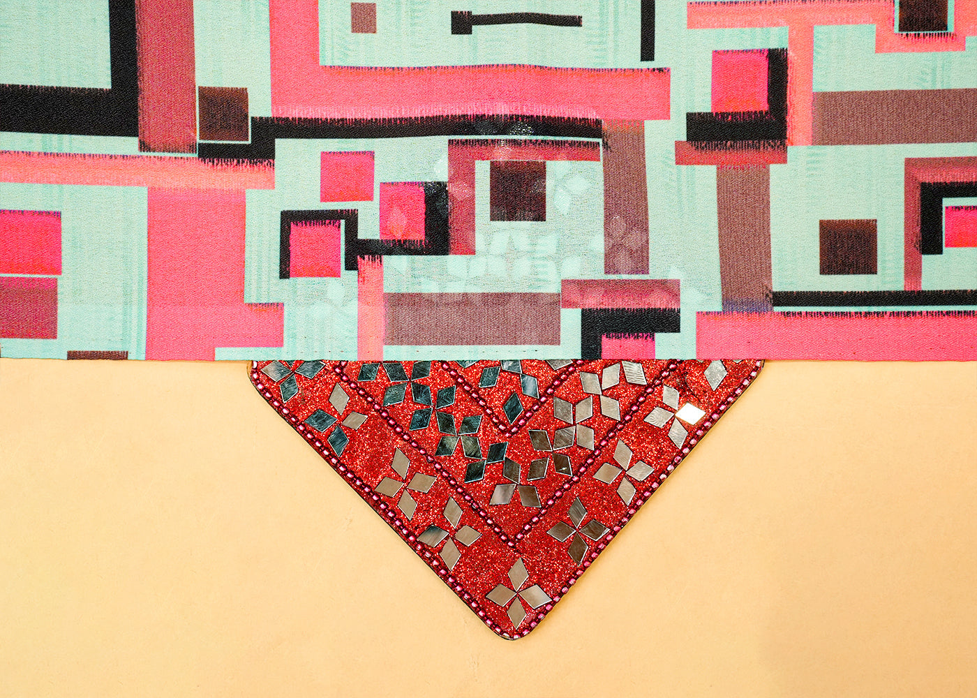 Mint Green Moss Crepe Fabric with Allover Abstract Pattern 14530