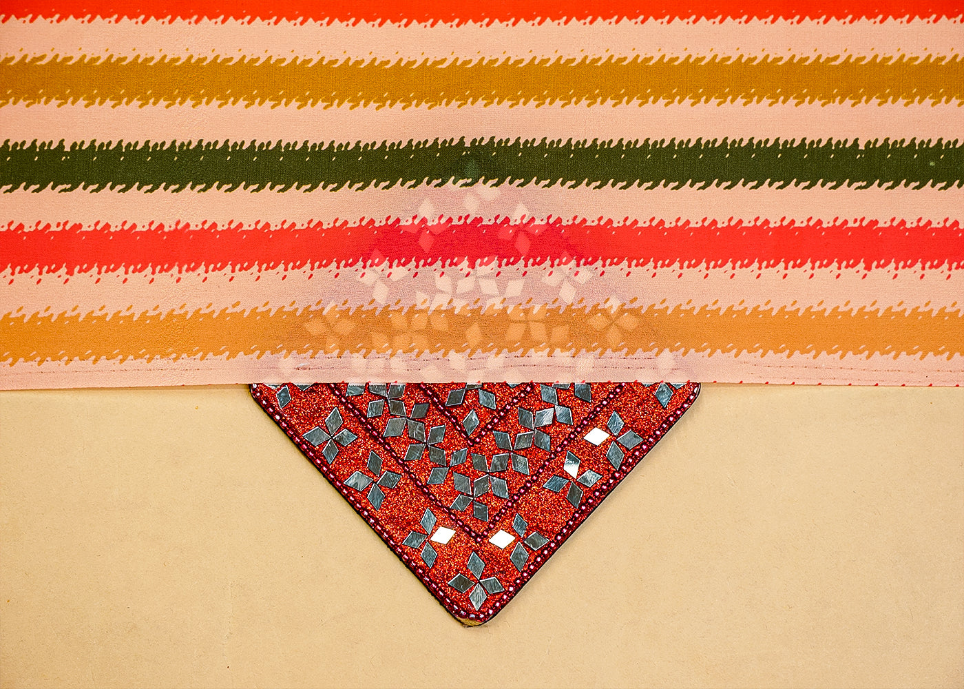 Multi-Color Crepe Fabric with Allover Multi-Color Stripes 14531
