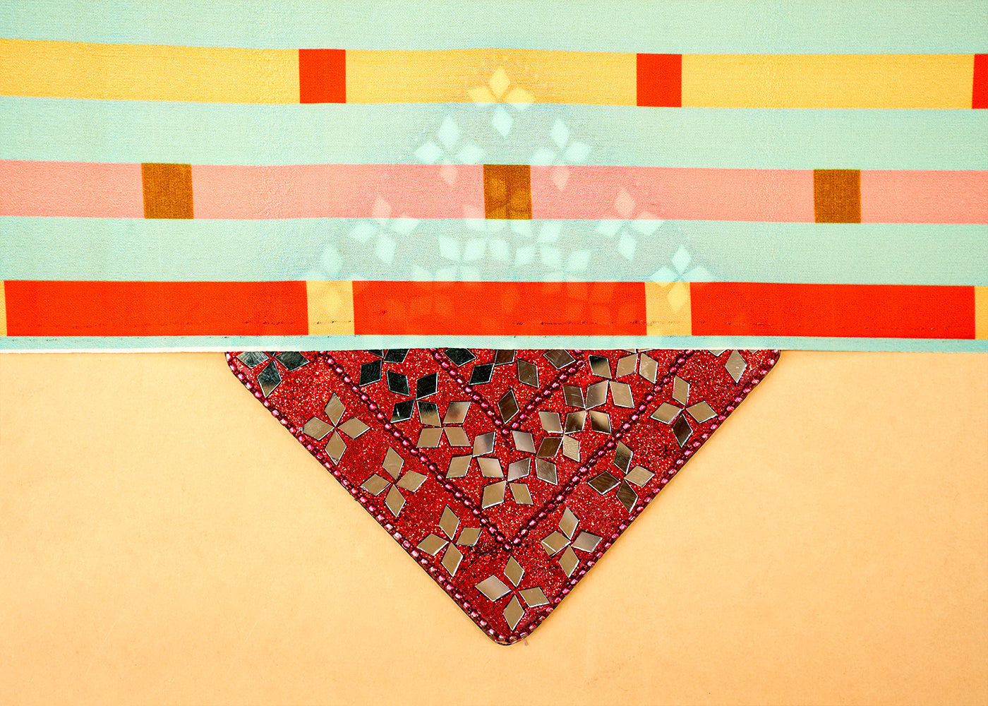 Mint Green Crepe Fabric with Allover Geometric Pattern 14532