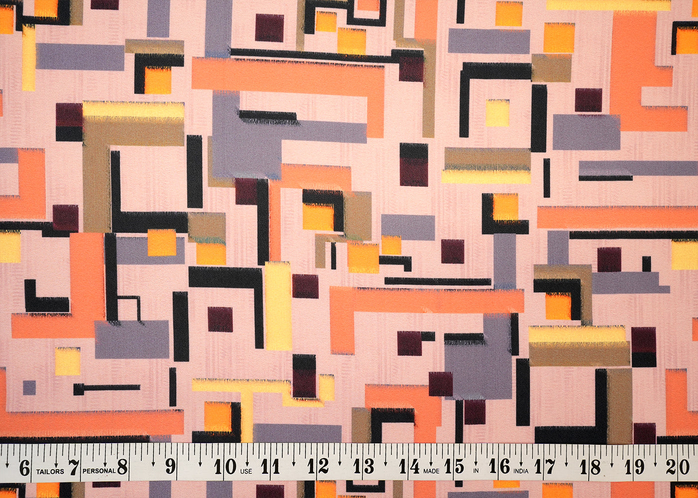 Light Pink Moss Crepe Fabric with Allover Abstract Print 14535
