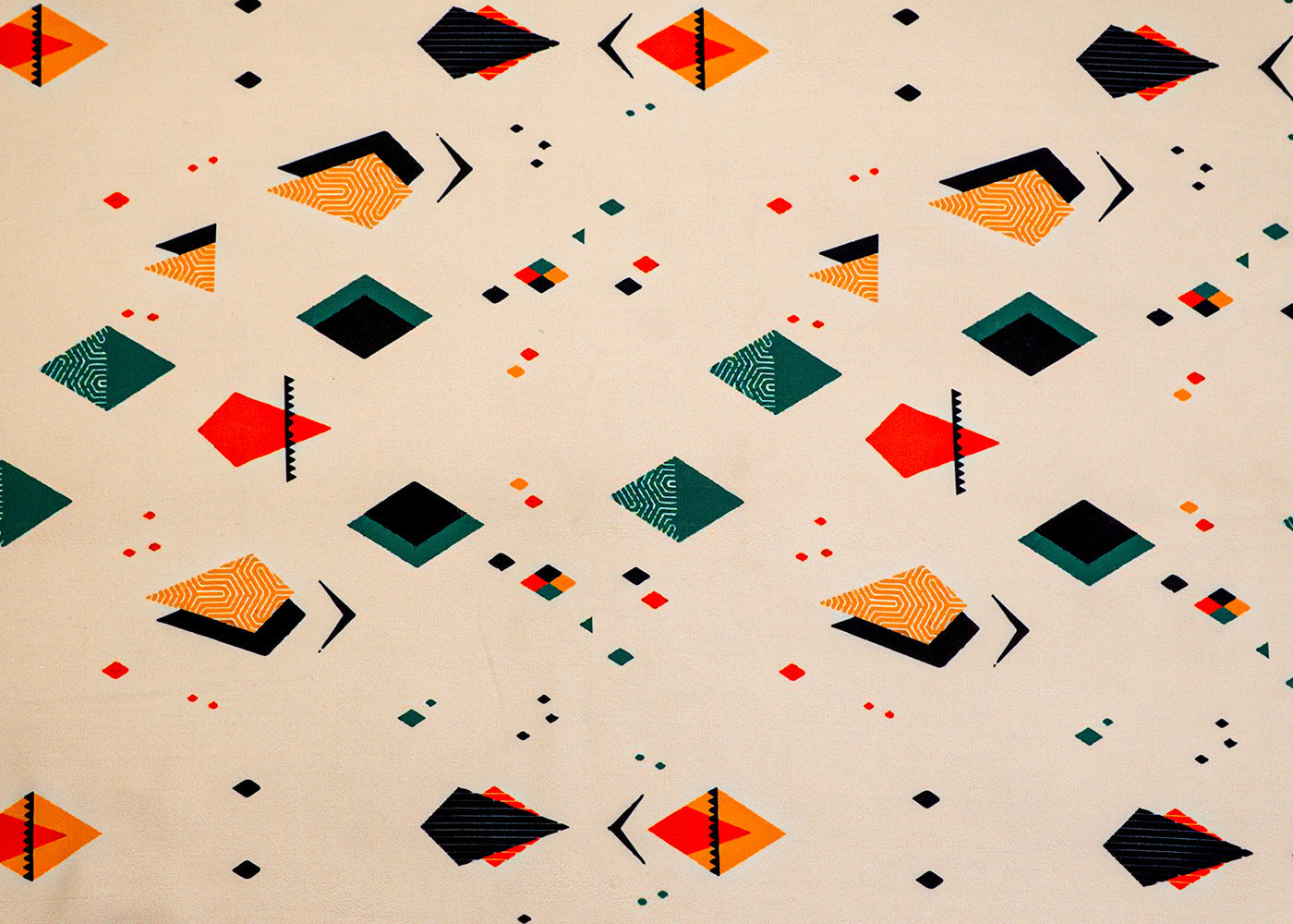 Off White Crepe Fabric with Allover Geometric Pattern 14536