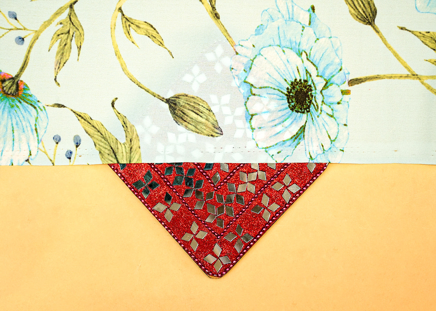 Ice Blue Crepe Fabric with Allover Floral Print 14537