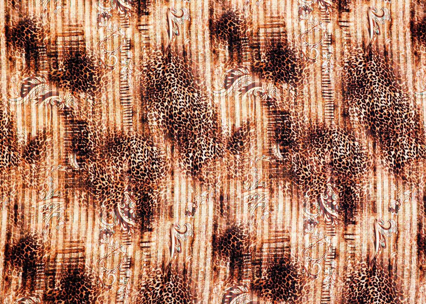 Brown Crepe Fabric with Patches of Leopard Print 14539