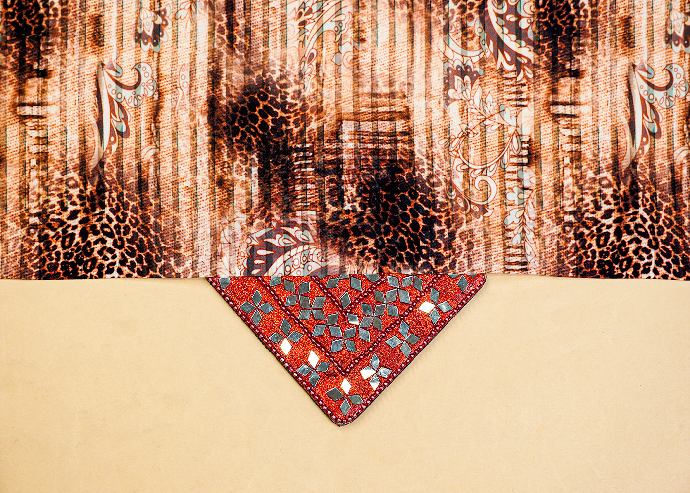 Brown Crepe Fabric with Patches of Leopard Print 14539