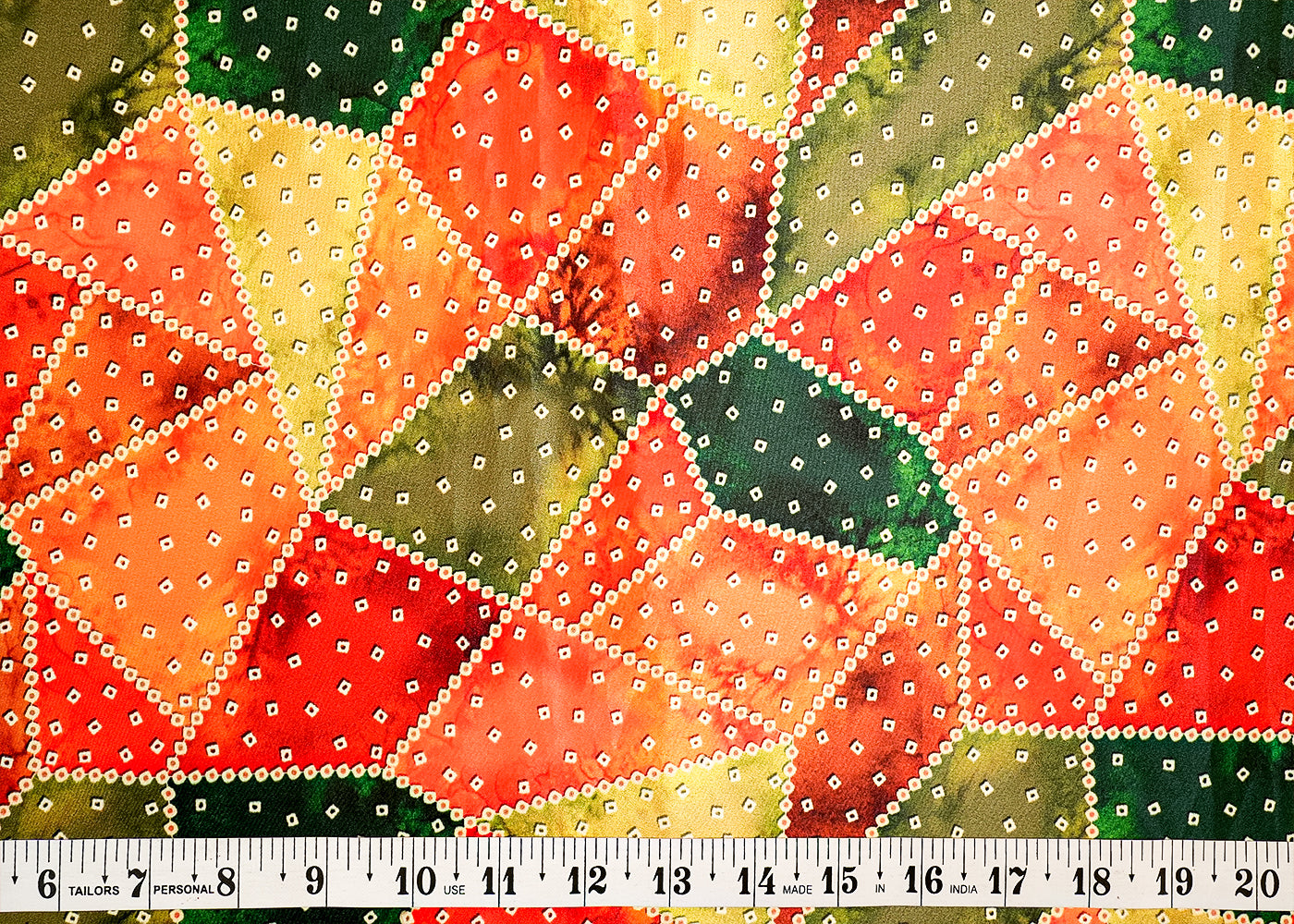 Multi-Color Crepe Fabric with Allover Traditional Pattern 14540