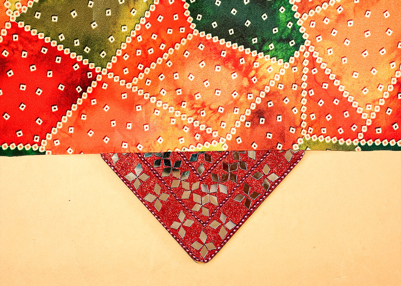 Multi-Color Crepe Fabric with Allover Traditional Pattern 14540