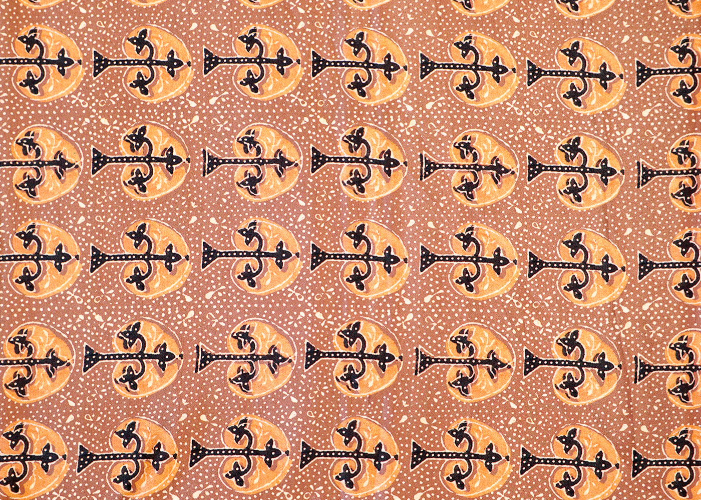 Light Brown Crepe Fabric with Allover Traditional Motif Print 14542