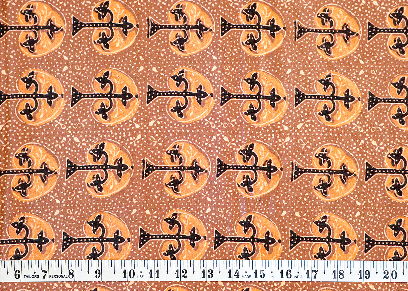 Light Brown Crepe Fabric with Allover Traditional Motif Print 14542
