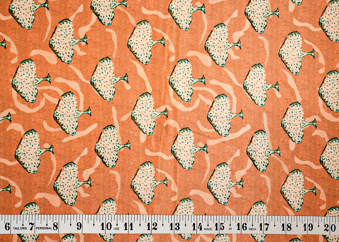 Light Brown Crepe Fabric with Allover Abstract Print 14545