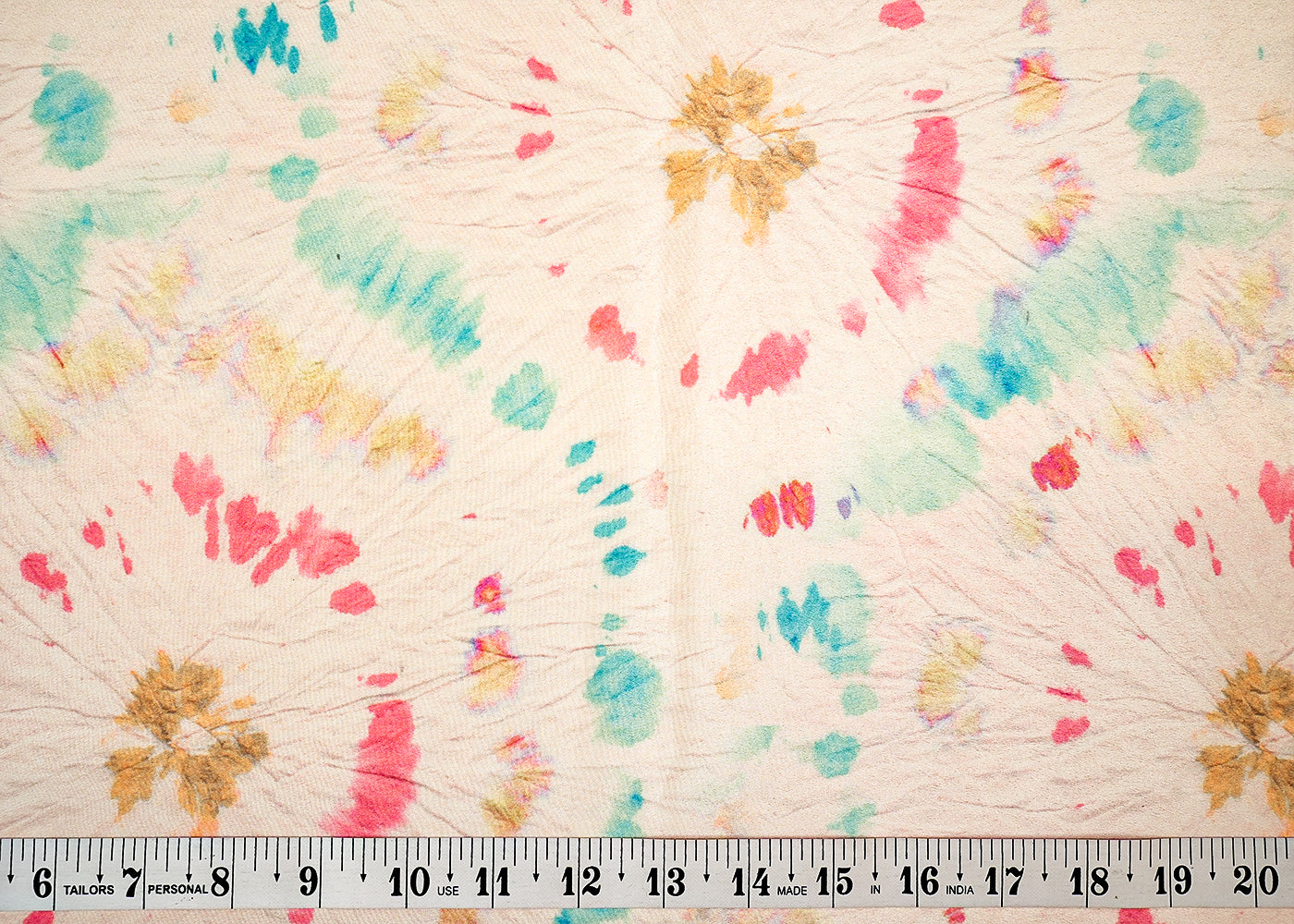 Multi-Color White Crepe Fabric with Allover Tie and Dye Print 14546