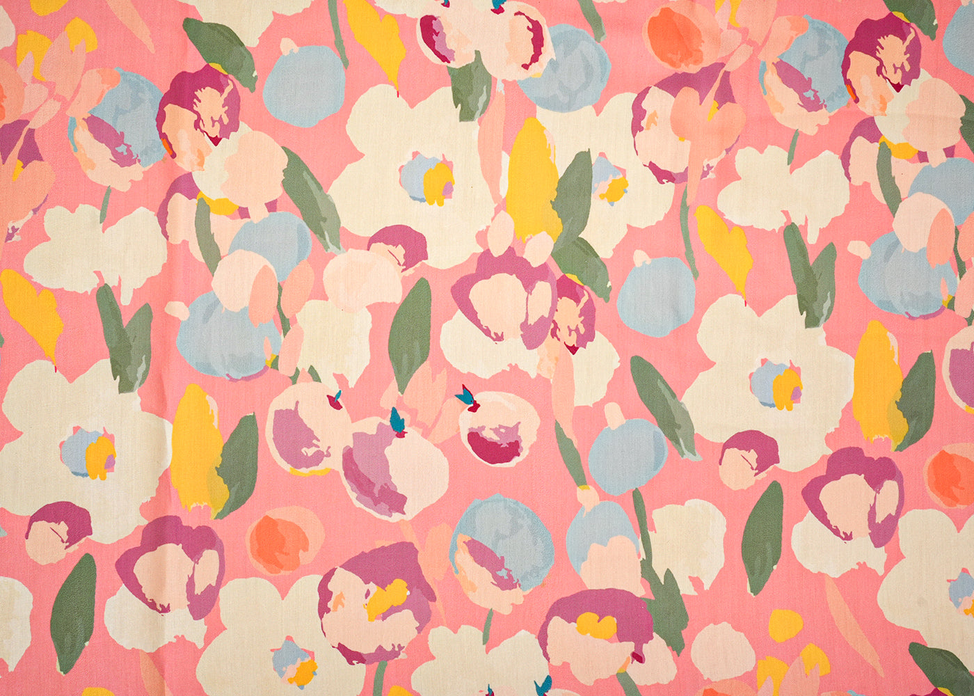 Baby Pink Modal Satin Fabric with All-Over Abstract Flowers 14547