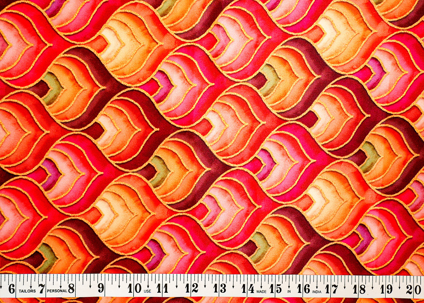 Multi-Color Crepe Fabric with Allover Traditional Pattern 14548