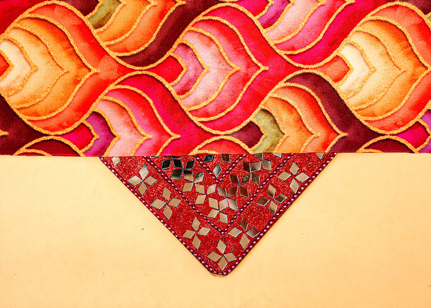 Multi-Color Crepe Fabric with Allover Traditional Pattern 14548