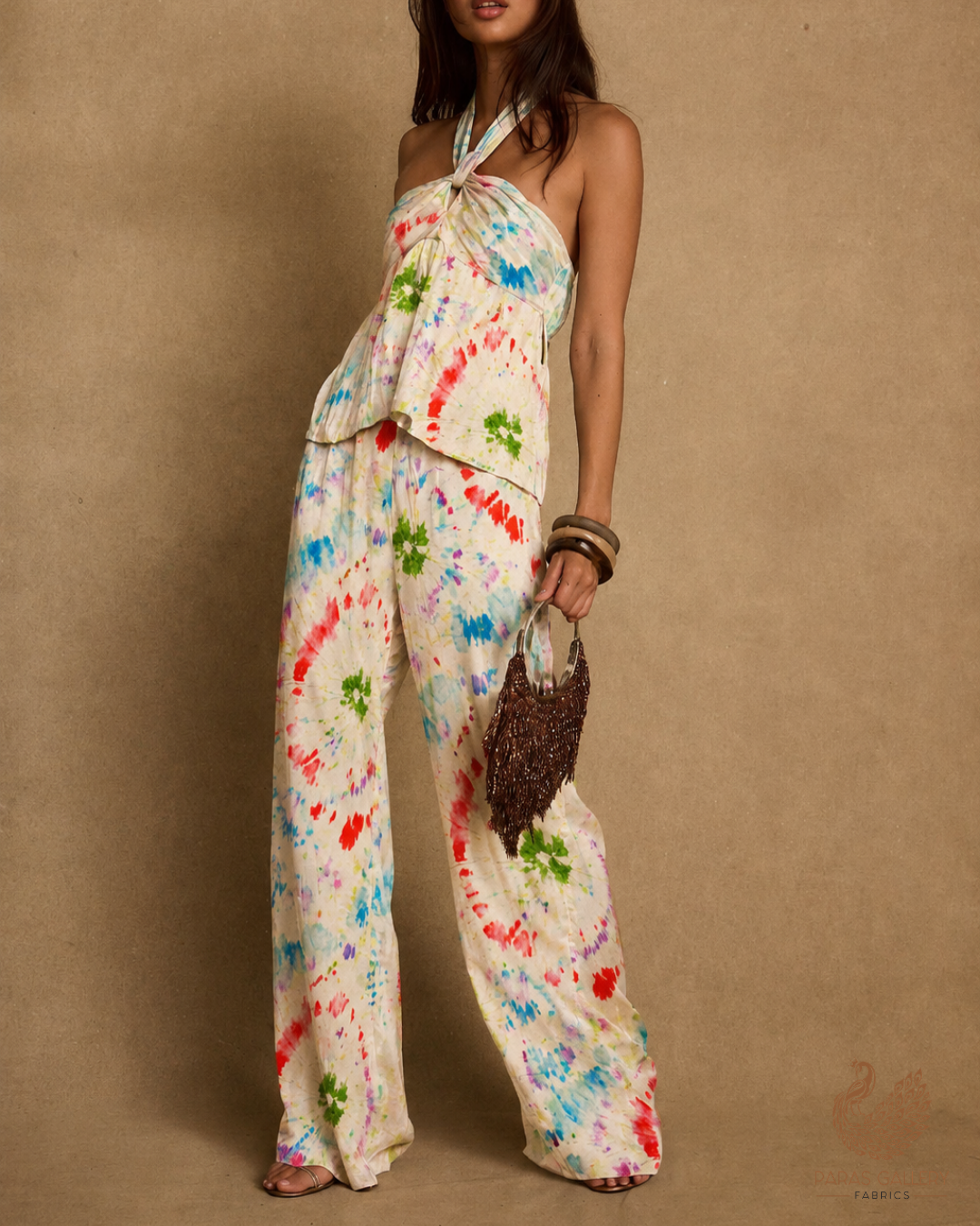 Multi-Color Crepe Fabric with Allover Tie and Dye Print 14549