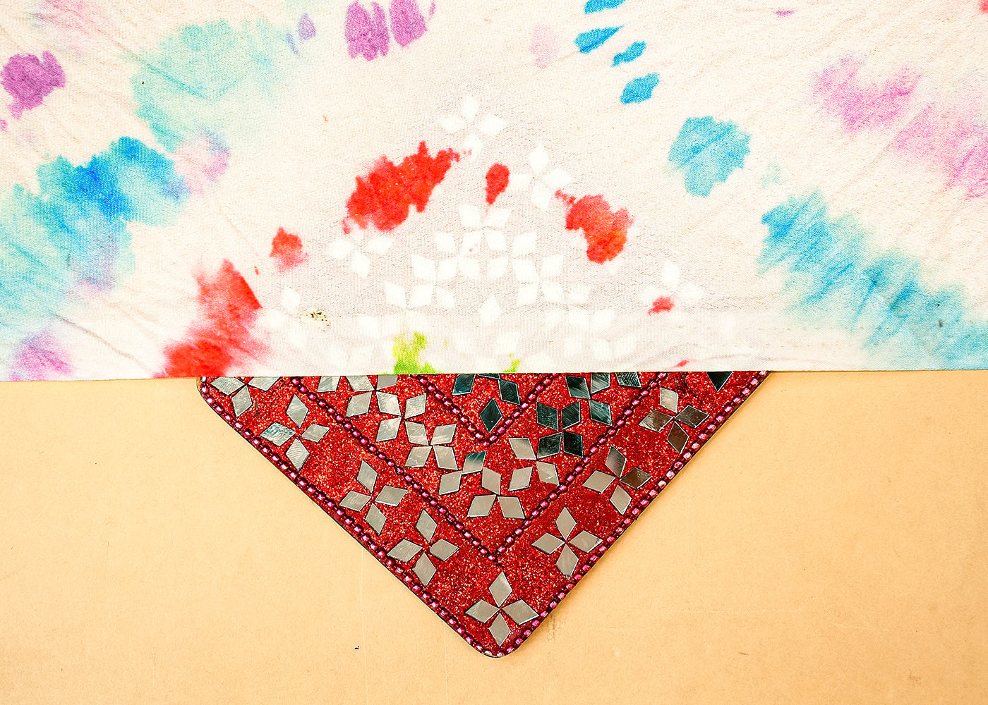 Multi-Color Crepe Fabric with Allover Tie and Dye Print 14549