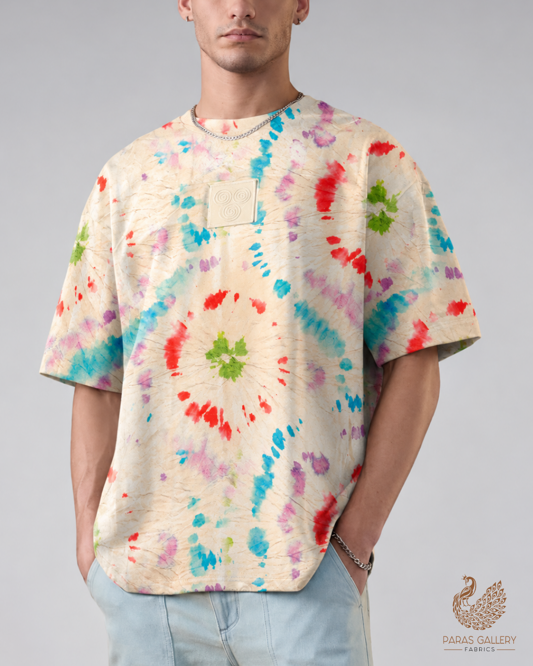 Multi-Color Crepe Fabric with Allover Tie and Dye Print 14549