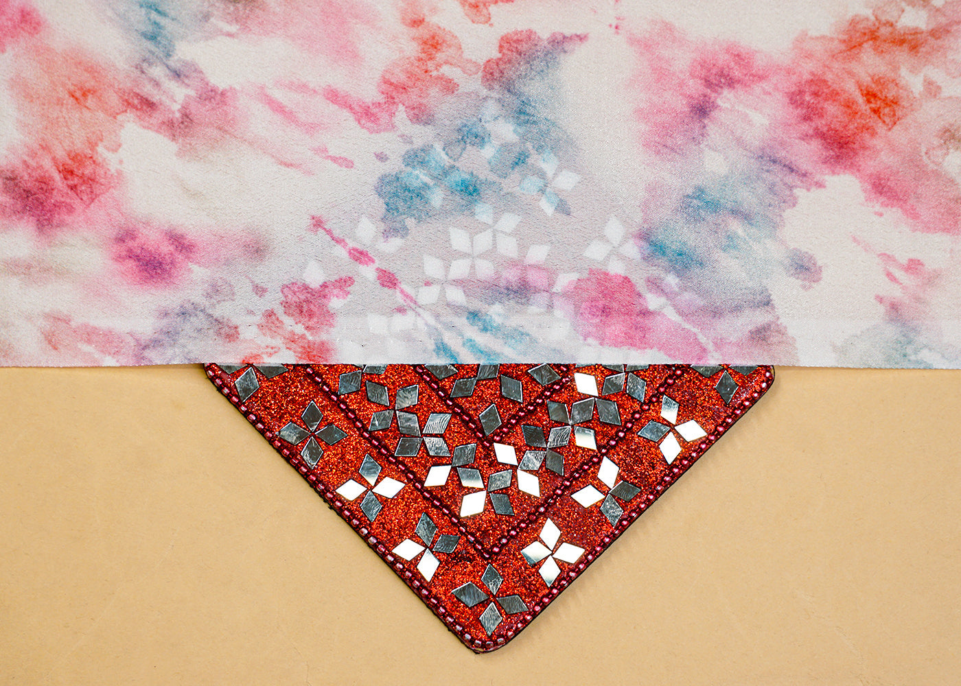 Pink Crepe Fabric with Allover Watercolor Effect 14550