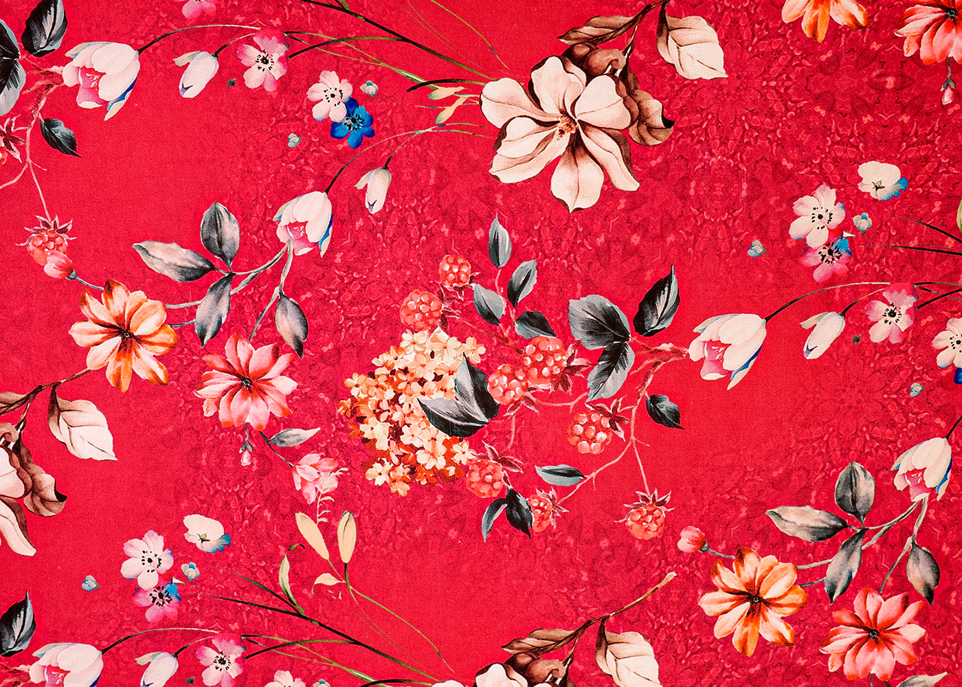 Pink Crepe Fabric with Allover Floral Print 14552