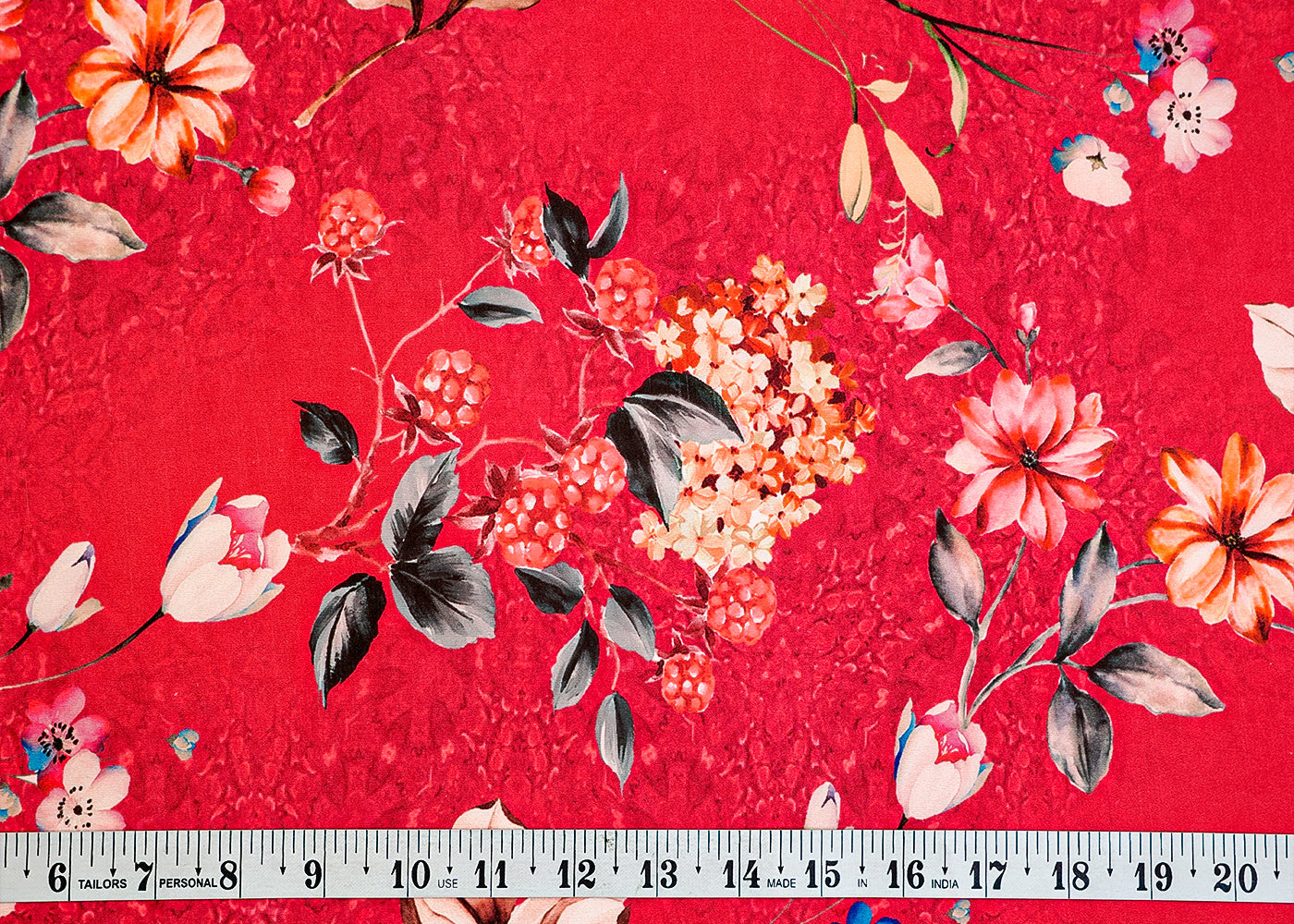 Pink Crepe Fabric with Allover Floral Print 14552