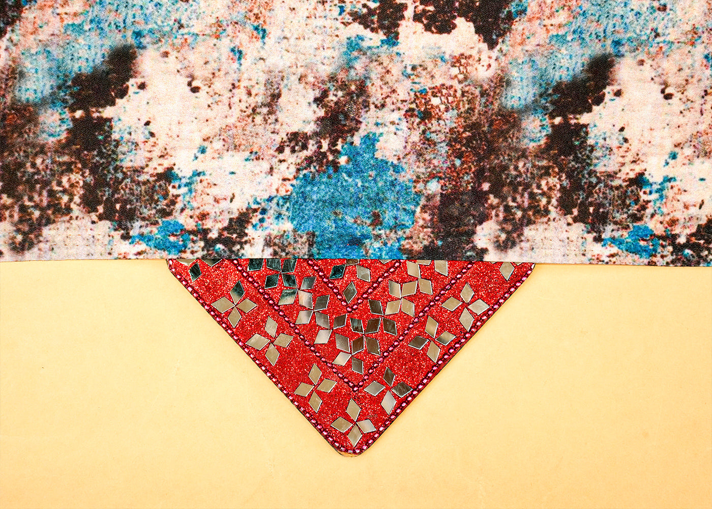 Multi-Color Moss Crepe Fabric with Allover Abstract Print 14554