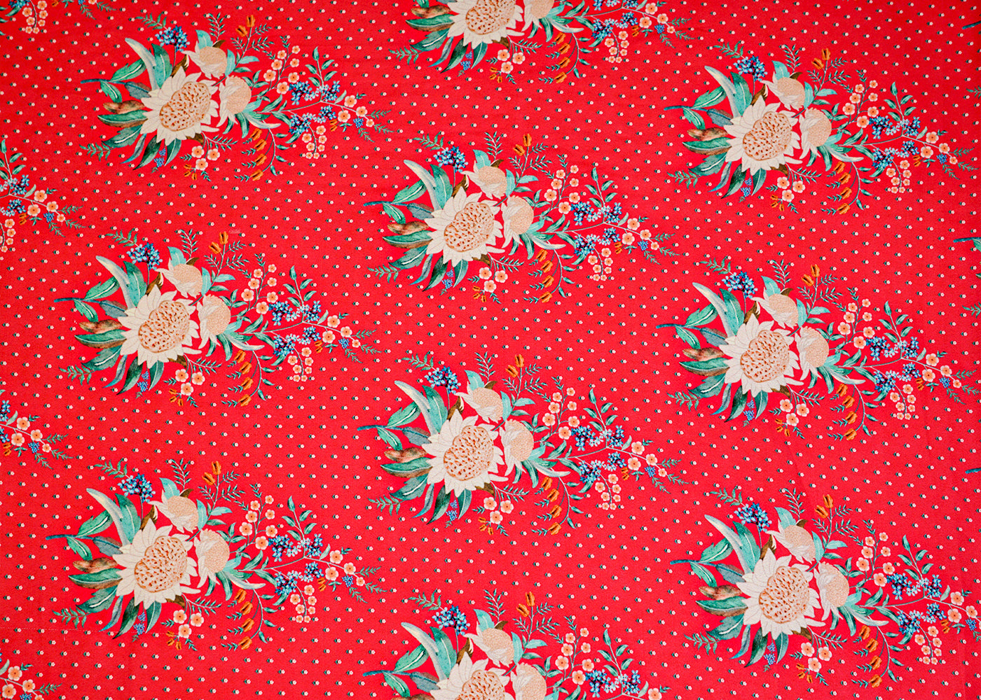 Pink Moss Crepe Fabric with Allover Floral Pattern 14555