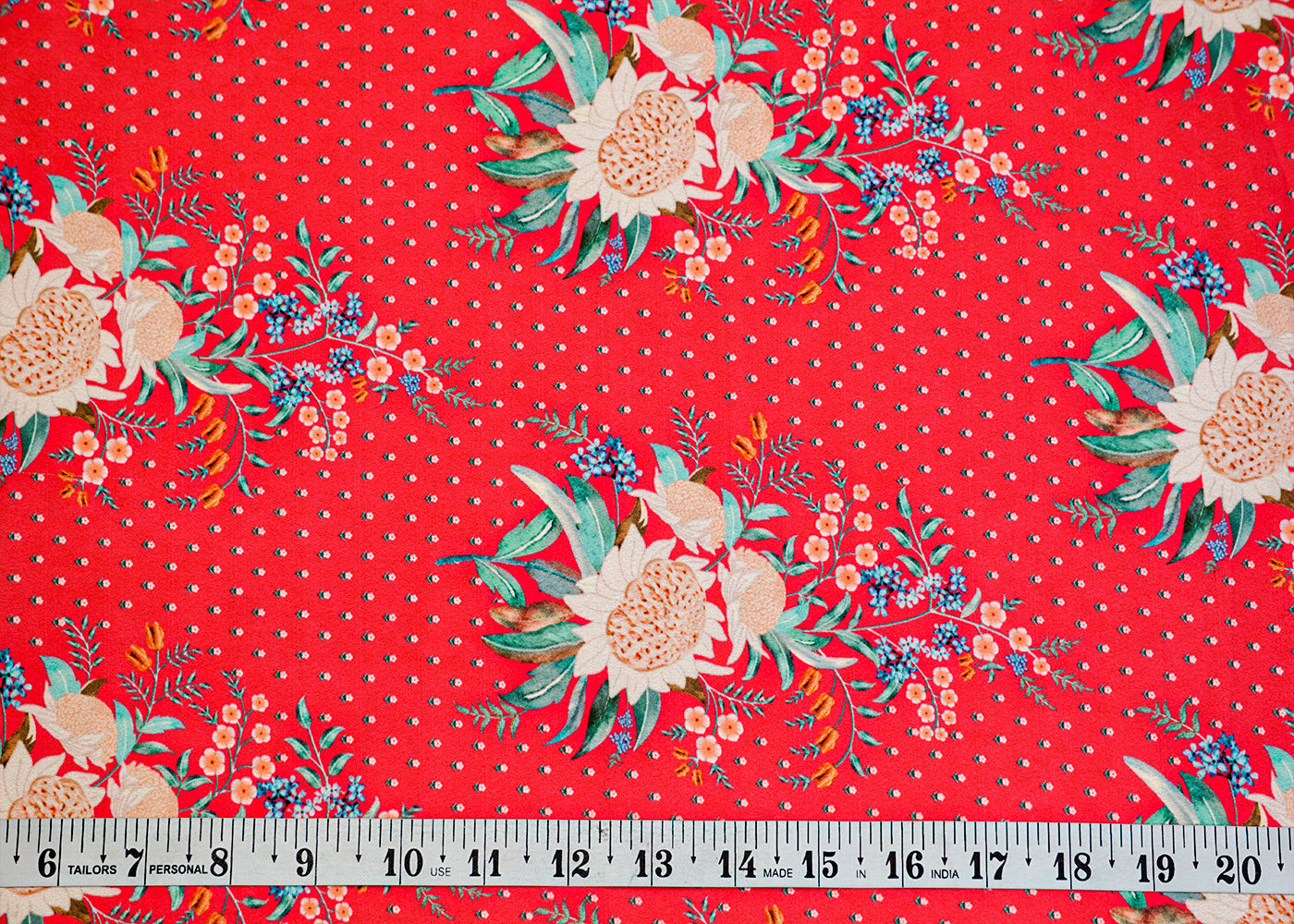 Pink Moss Crepe Fabric with Allover Floral Pattern 14555