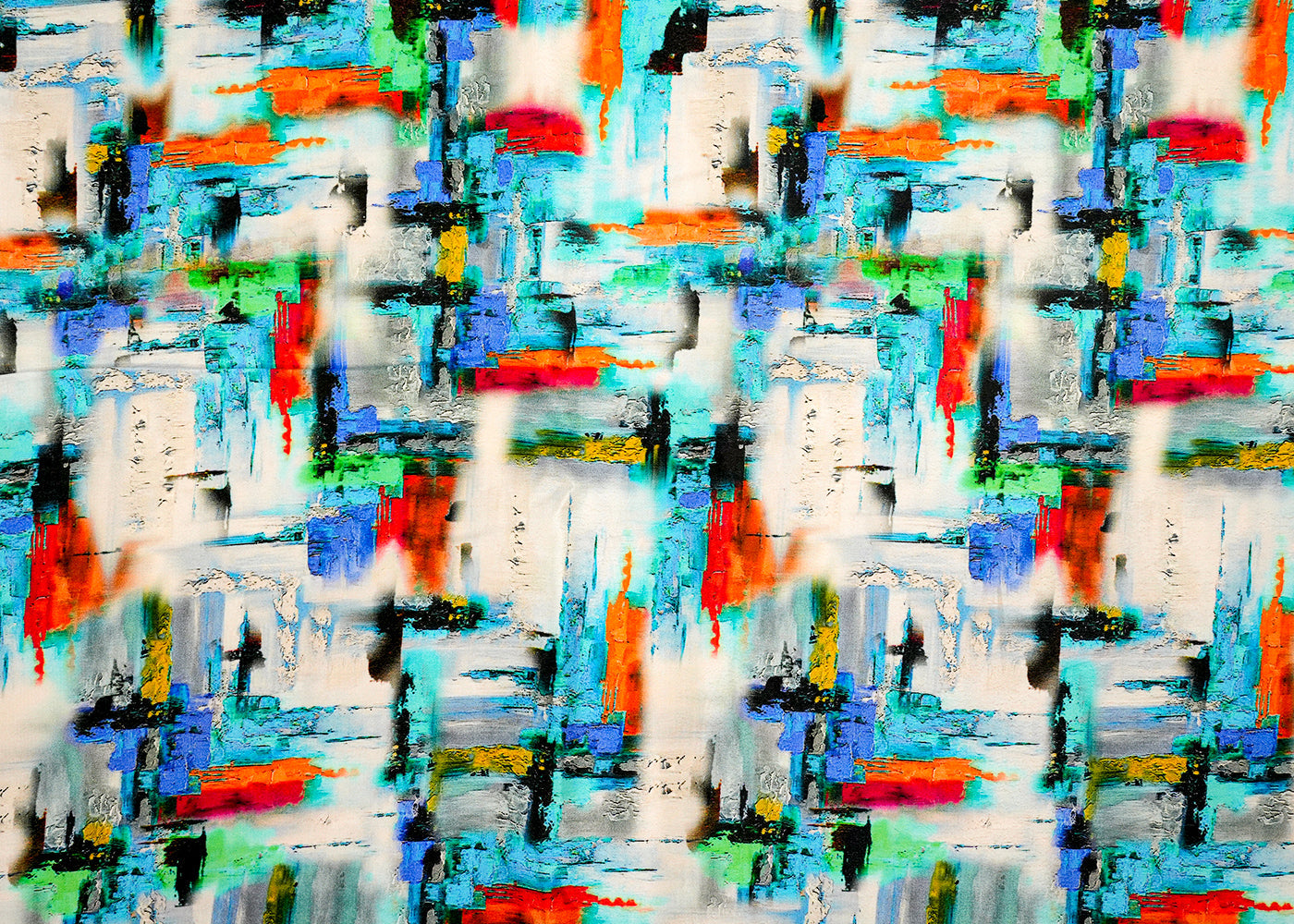 Grey Natural Crepe Fabric with Allover Abstract Print 14560