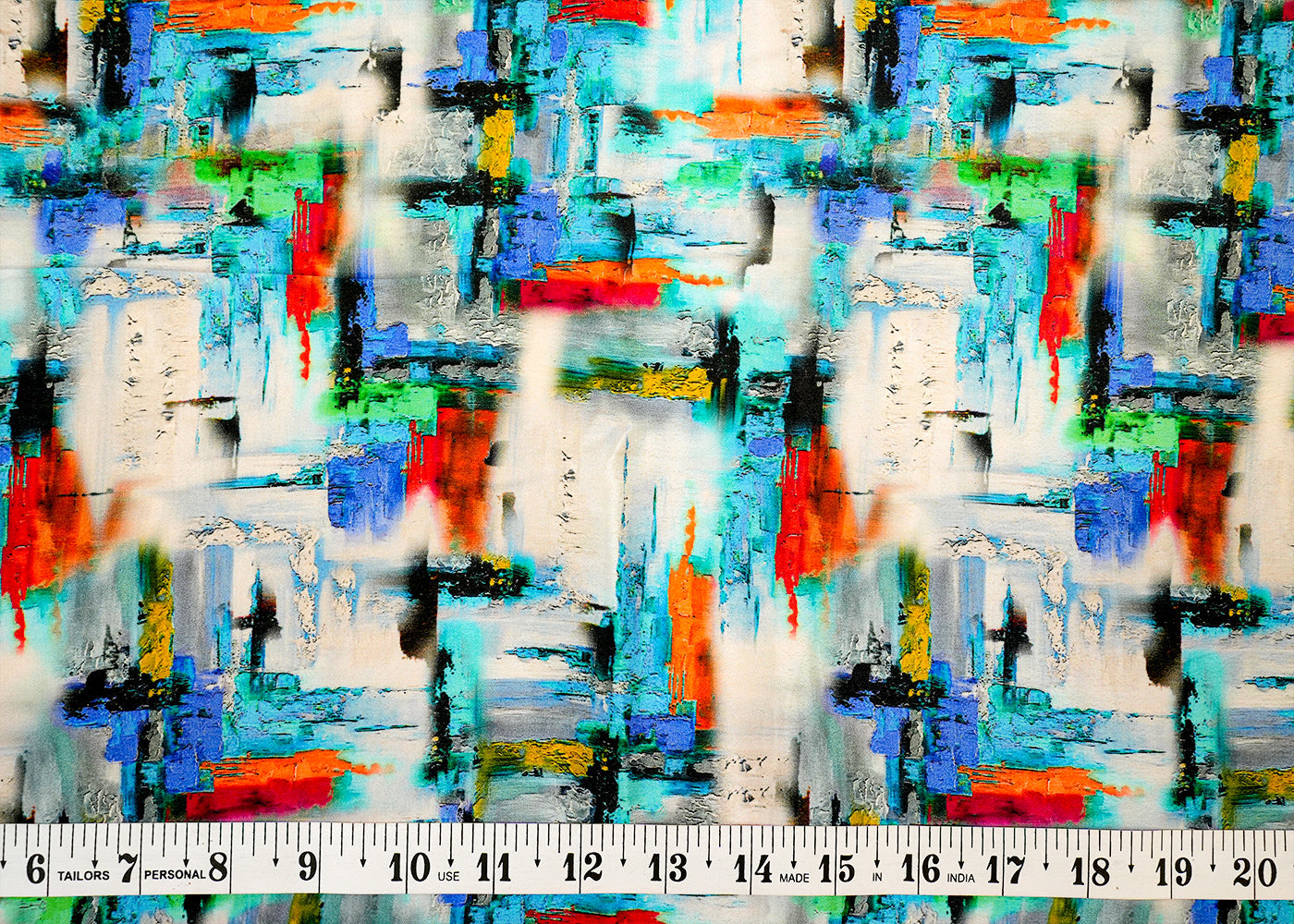 Grey Natural Crepe Fabric with Allover Abstract Print 14560