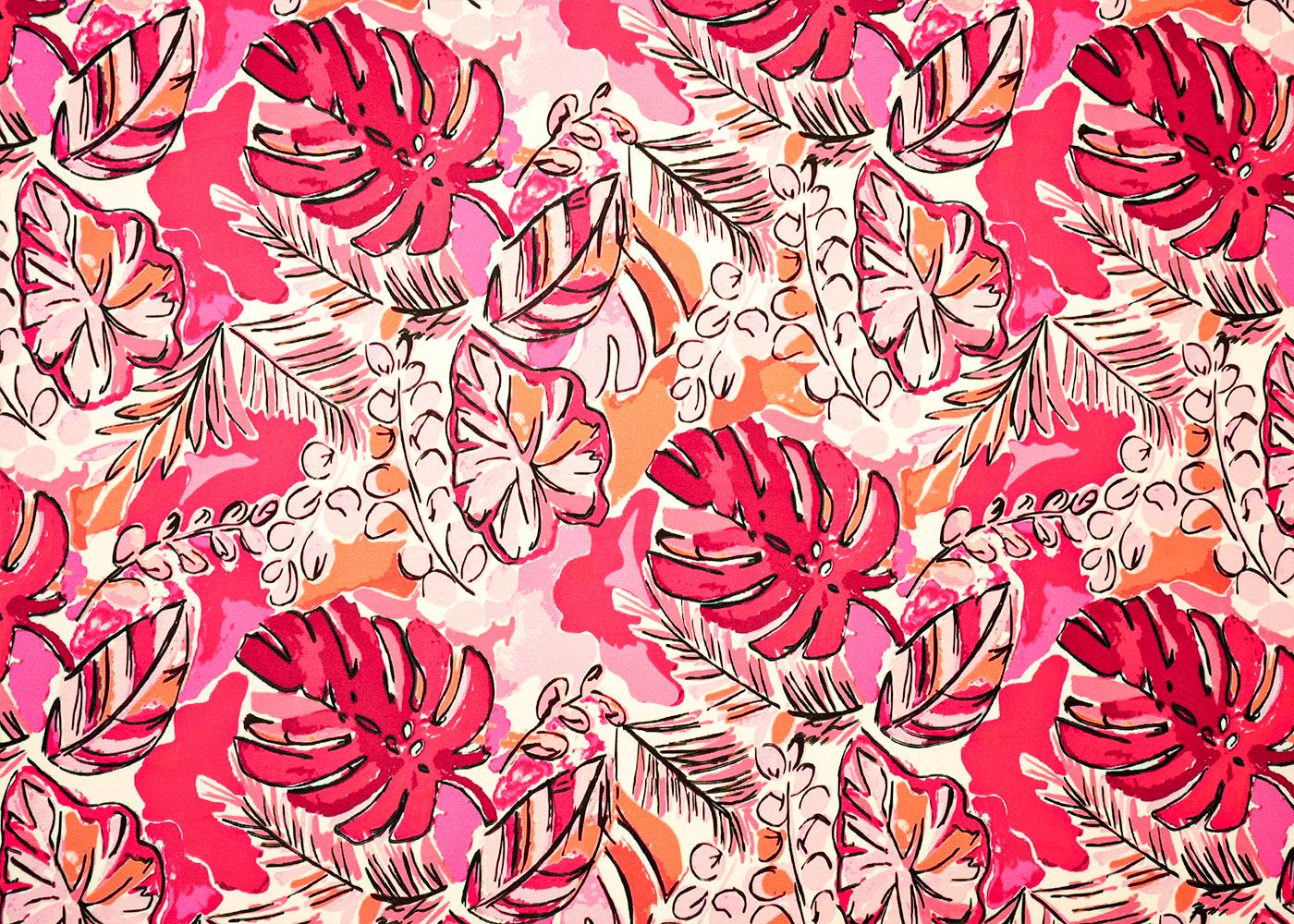 Pink Crepe Fabric with Allover Abstract Print 14561