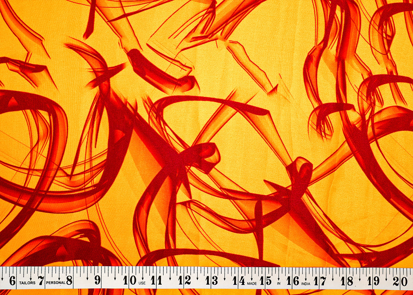 Mustard Crepe Fabric with Allover Abstract Print 14562