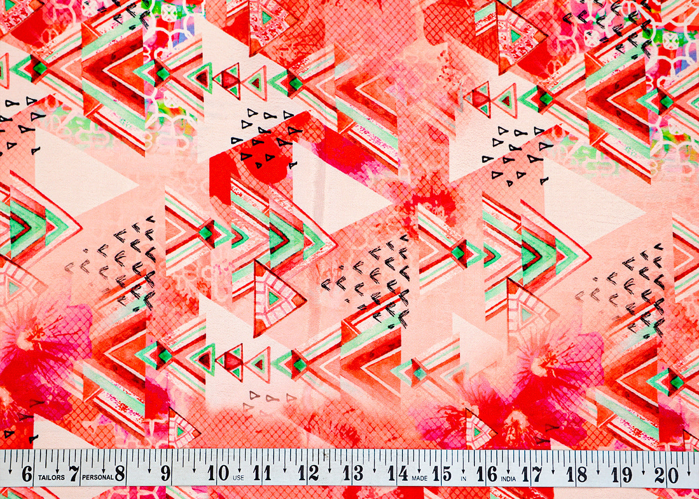 Multi-Color Crepe Fabric with Allover Abstract Print 14563