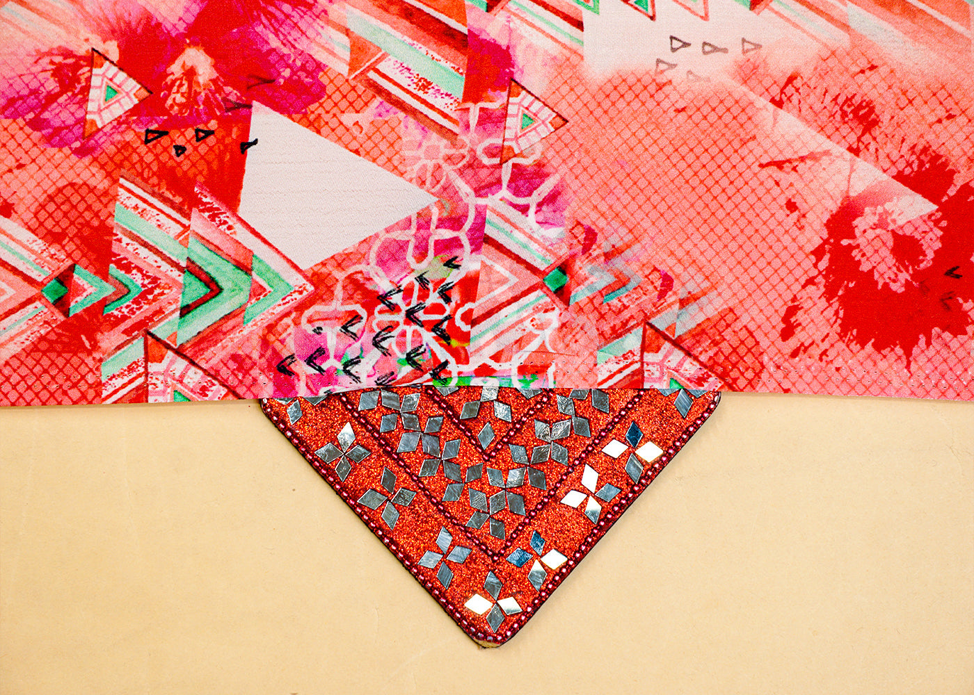 Multi-Color Crepe Fabric with Allover Abstract Print 14563