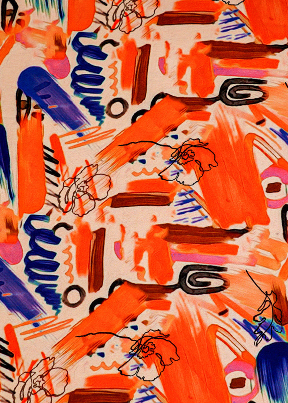 Orange-Moss-Crepe-Fabric-with-Allover-Abstract-Print-14564