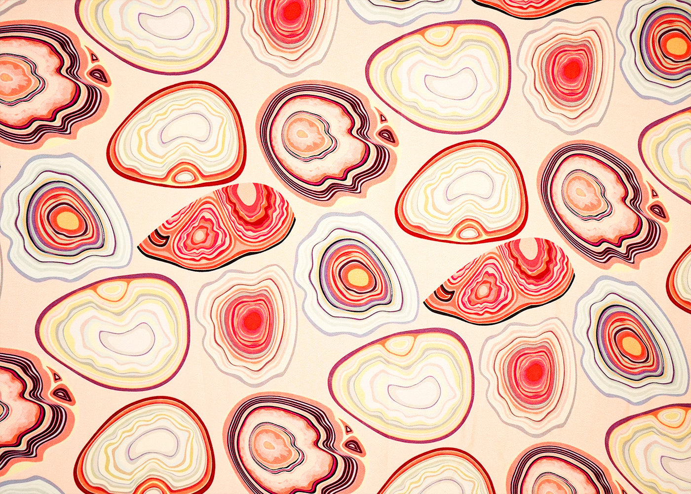 Peach Crepe Fabric with Allover Abstract Print 14566