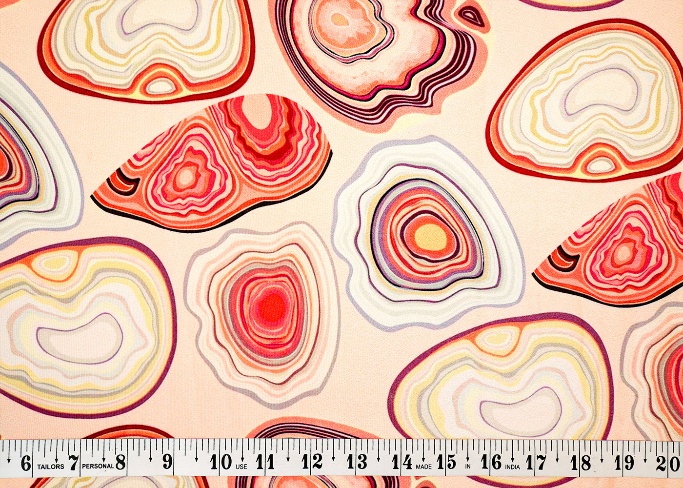 Peach Crepe Fabric with Allover Abstract Print 14566