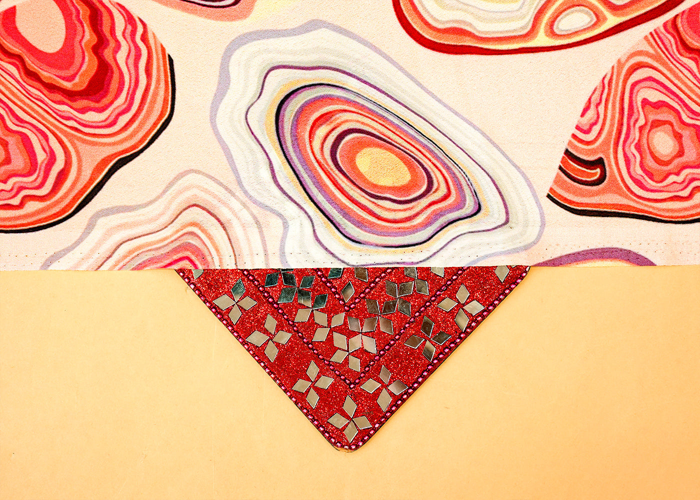 Peach Crepe Fabric with Allover Abstract Print 14566