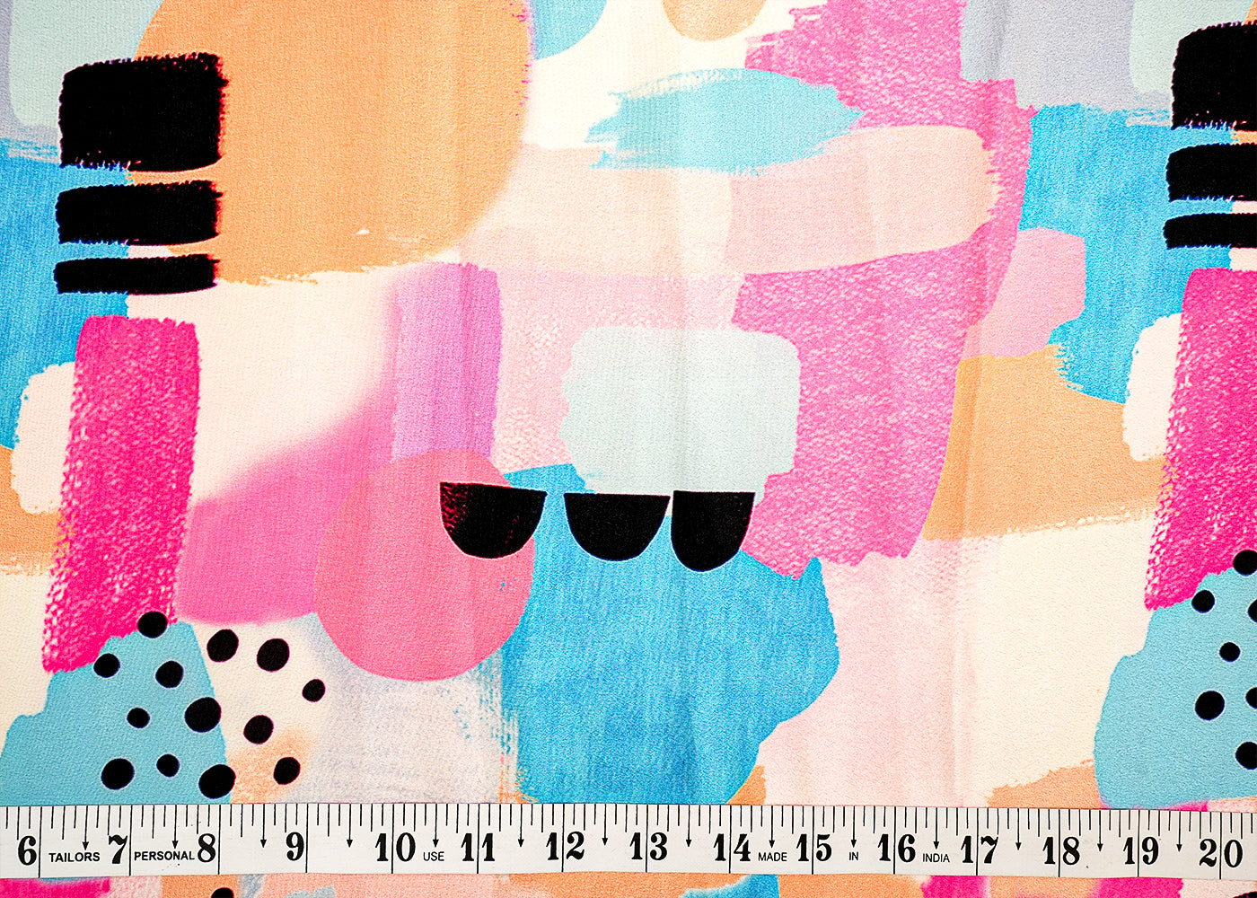 Light Peach Crepe Fabric with Allover Abstract Print 14568